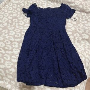 Elegant Navy Blue Lace Dress for Women